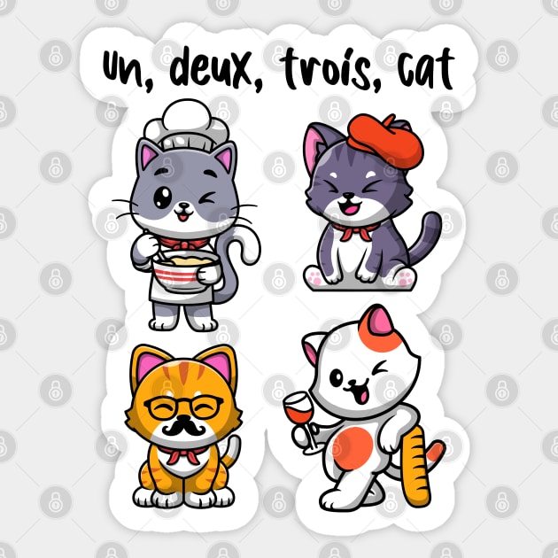 Un deux trois cat - cute French cats (on light colors) Sticker by Messy Nessie